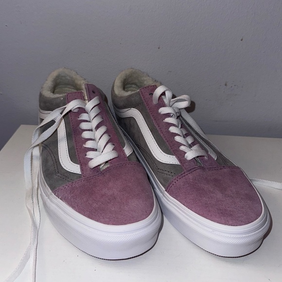 Unworn Vans Old Skool Suede Sherpa Pink Grey - Picture 16 of 16
